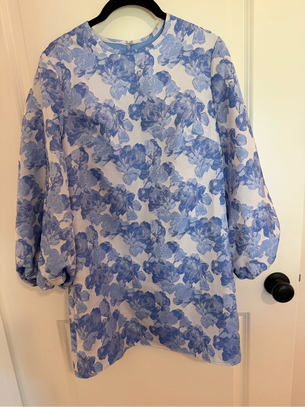 Tuckernuck Hyacinth House Blue Floral Jacquard Puff Sleeve Janie Mini Dress XS